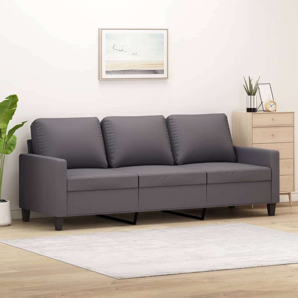 vidaXL 3-personers sofa 180 cm kunstlæder grå