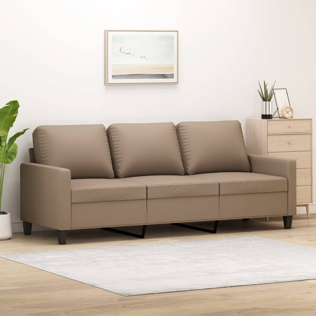 3-personers sofa 180 cm kunstlder cappuccino