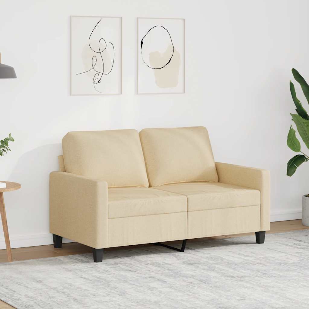 2-personers sofa 120 cm stof cremefarvet billede