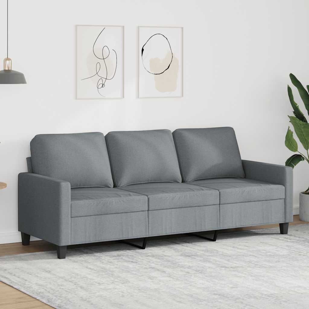 3-personers sofa i stof - lysegrå, sædebredde 180 cm