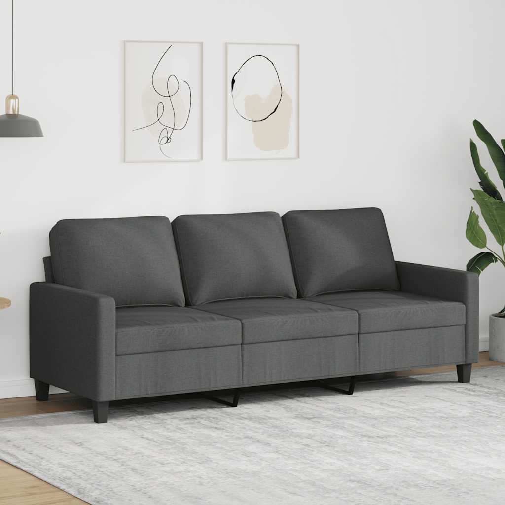 3-personers sofa i stof - mørkegrå, sædebredde 180 cm