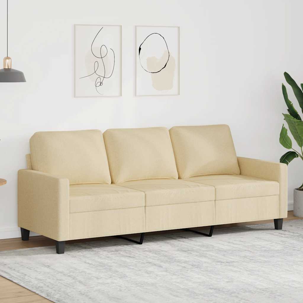 vidaXL 3-personers sofa 180 cm stof cremefarvet