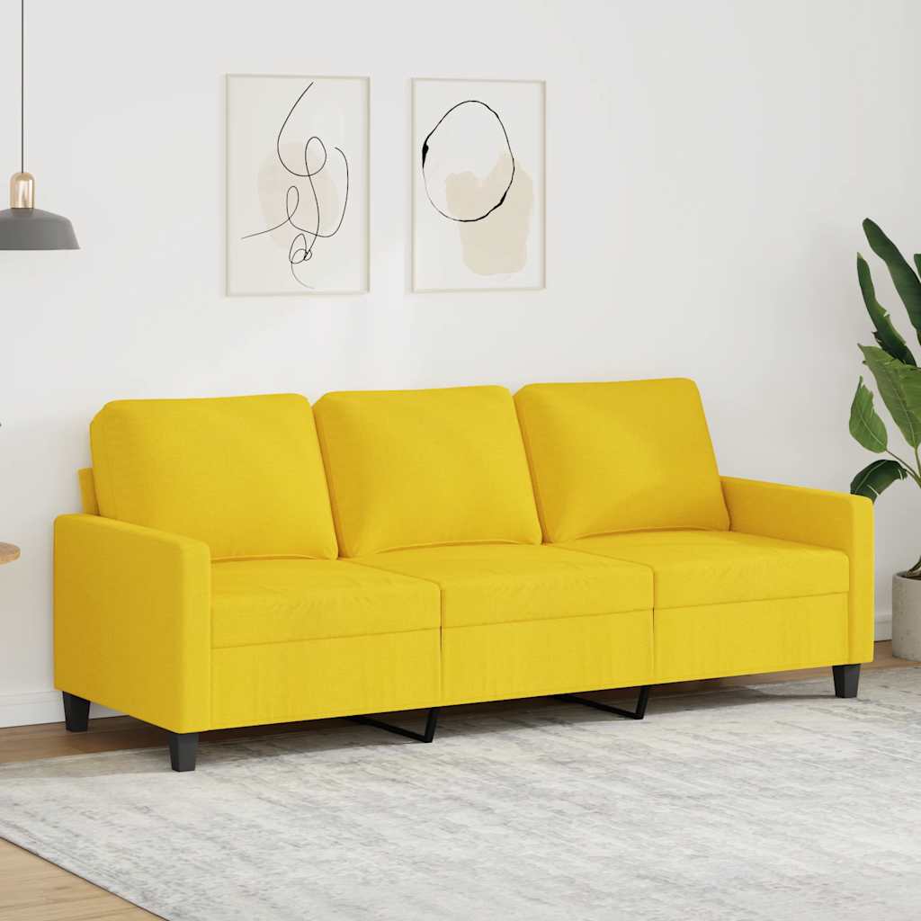 vidaXL 3-personers sofa 180 cm stof lysegul