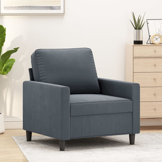 lænestol 60 cm velour mørkegrå