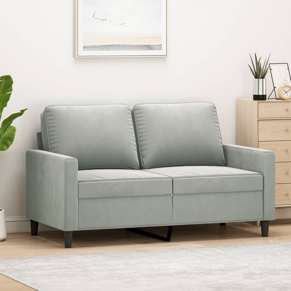 2-personers sofa i velour - lysegrå, sædebredde 120 cm