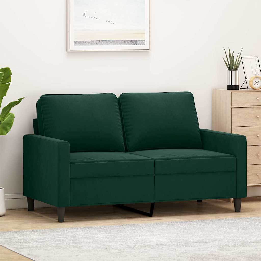 2-personers sofa 120 cm fløjl mørkegrøn billede