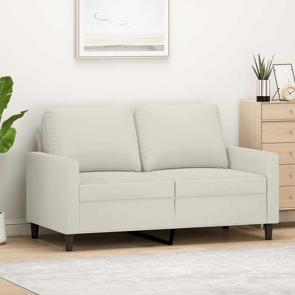 2-personers sofa i velour - cremefarvet, sædebredde 120 cm