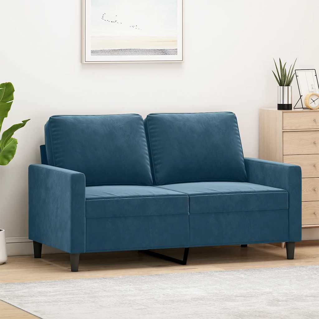 2-personers sofa 120 cm fløjl blå billede
