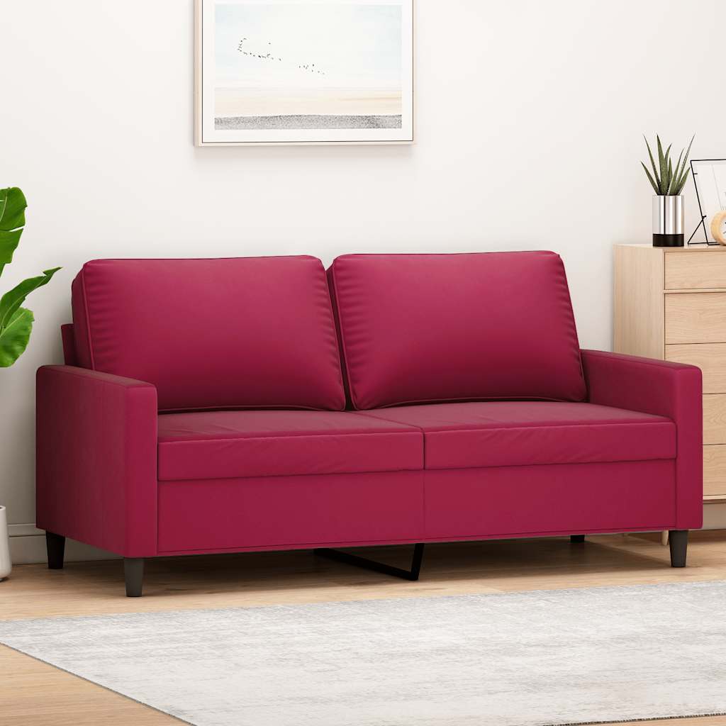 2-personers sofa i fløjl - vinrød, sædebredde 140 cm