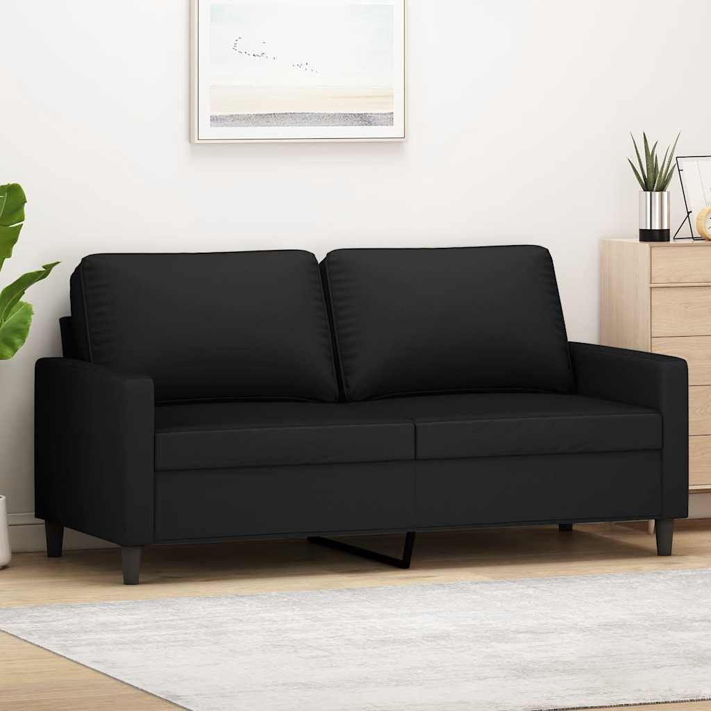2-personers sofa i fløjl - 140 cm sædebredde, sort