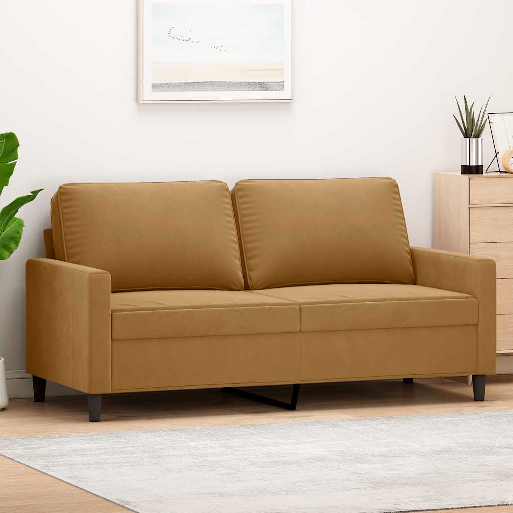 2-personers sofa 140 cm fløjl brun billede