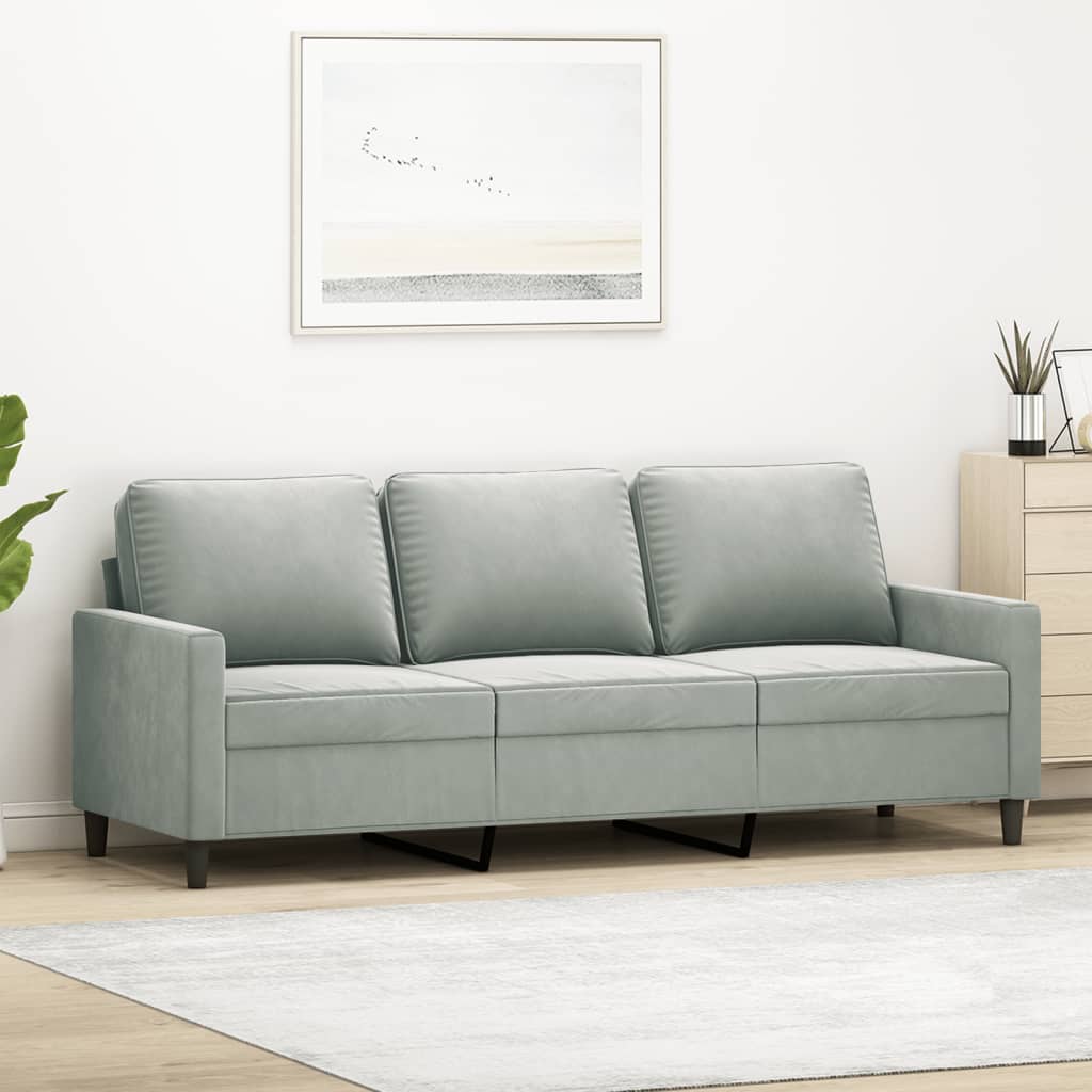 3-personers sofa 180 cm velour lysegr