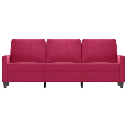 3-personers sofa 180 cm fløjl vinrød