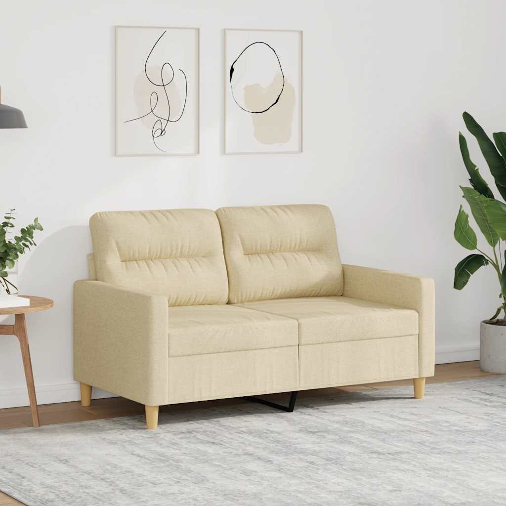 2-personers sofa i stof - cremefarvet, sædebredde 120 cm