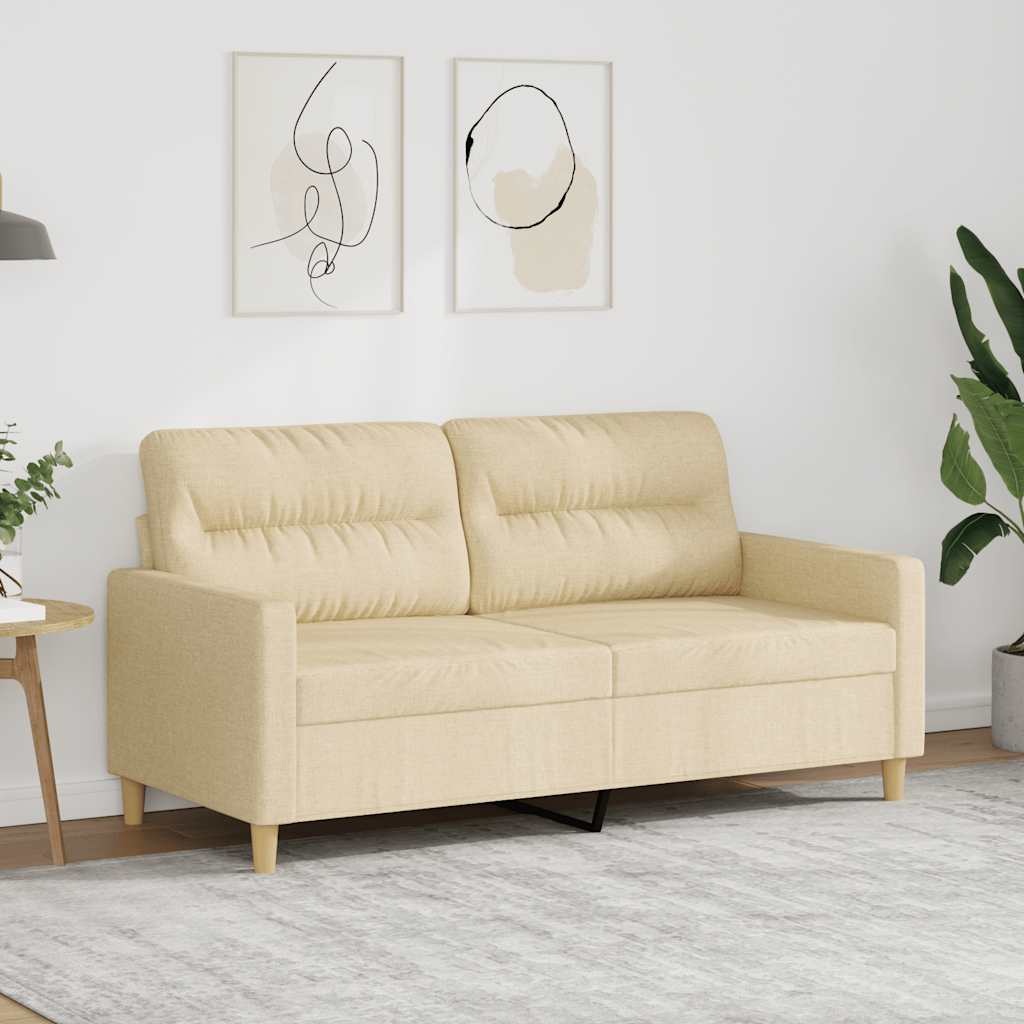 2-personers sofa i stof - cremefarvet, sædebredde 140 cm
