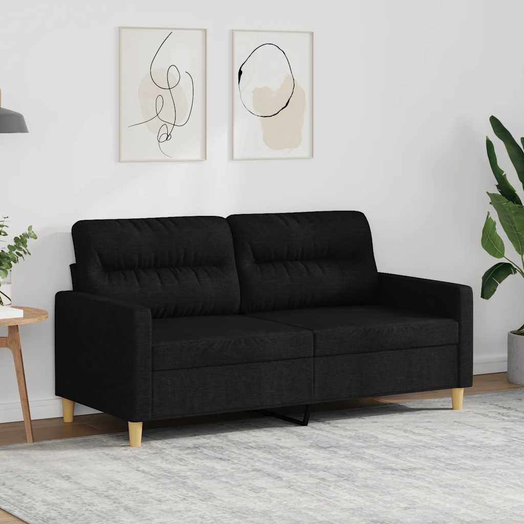 2-personers sofa i stof - sort, sædebredde 140 cm