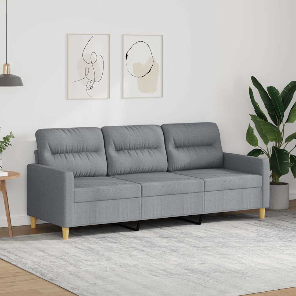 3-personers sofa i stof - lysegrå, sædebredde 180 cm