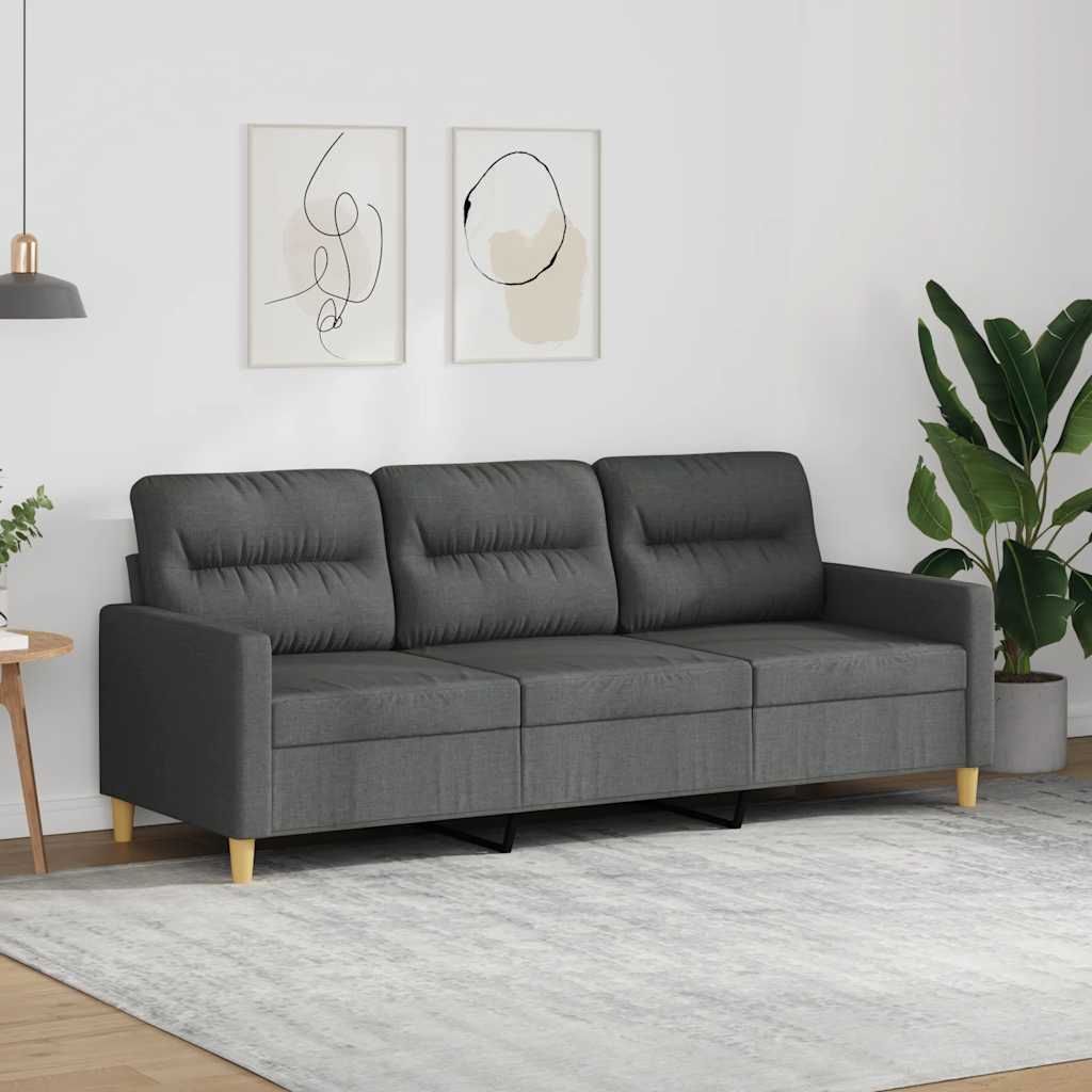 3-personers sofa 180 cm stof mørkegrå billede
