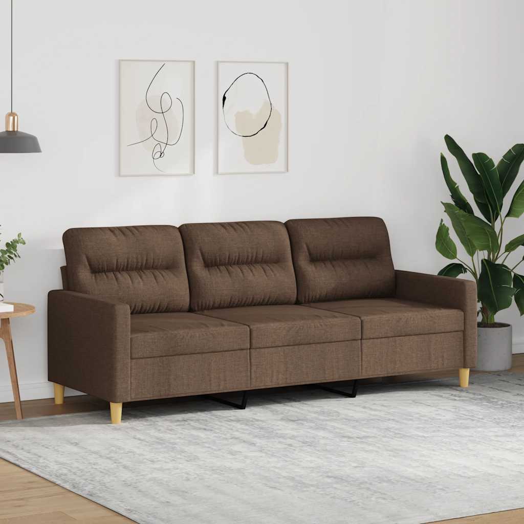 3-personers sofa i stof - brun, sædebredde 180 cm