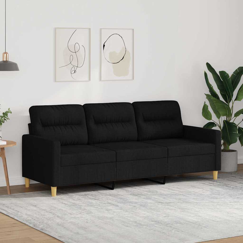 3-personers sofa i stof - sort, sædebredde 180 cm
