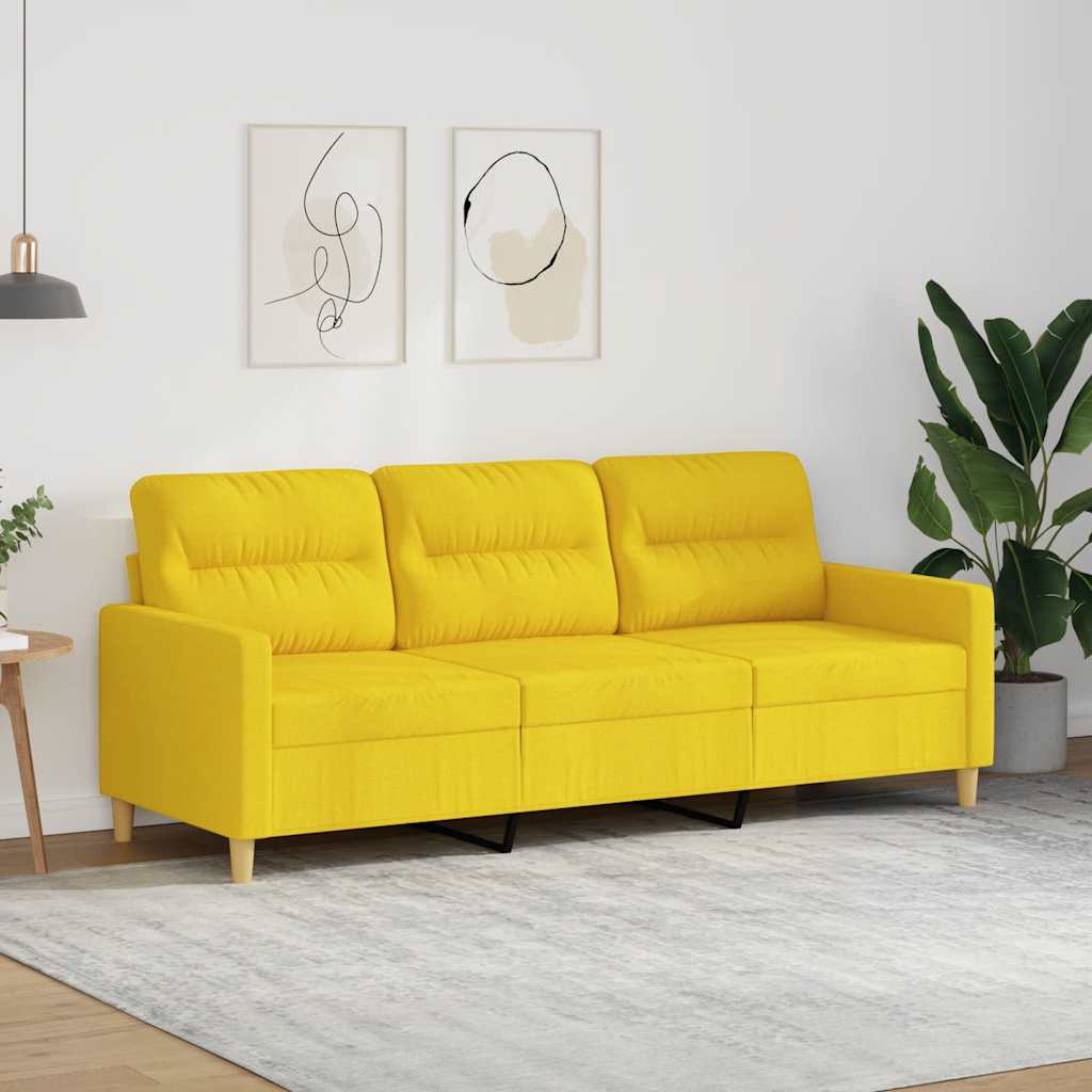 vidaXL 3-personers sofa 180 cm stof lysegul