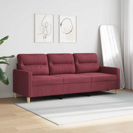 3-personers sofa 180 cm stof vinrød