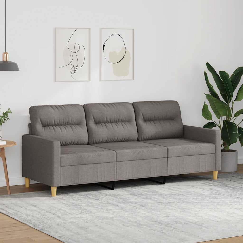 3-personers sofa i stof - gråbrun, 180 cm sædebredde