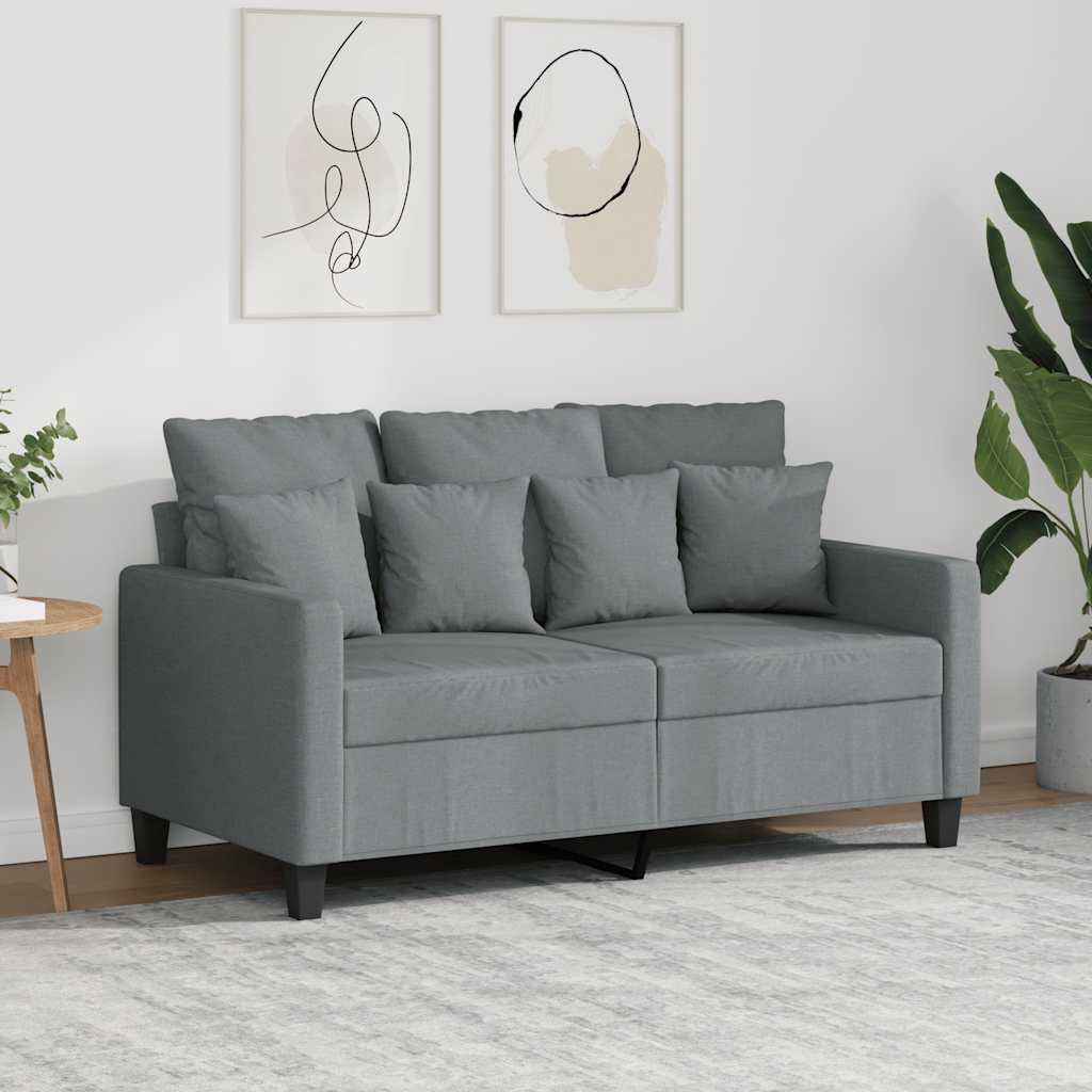 2-personers sofa i stof - lysegrå, sædebredde 120 cm