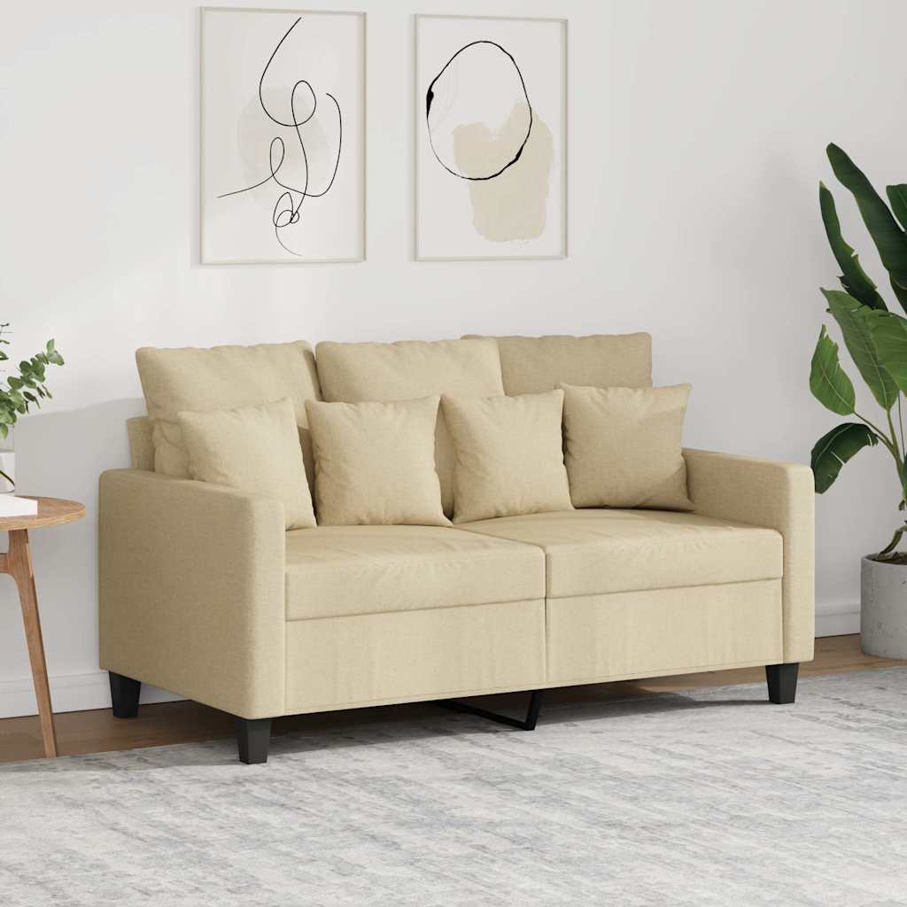 2-personers sofa 120 cm stof cremefarvet