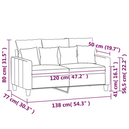 2-personers sofa 120 cm stof vinrød