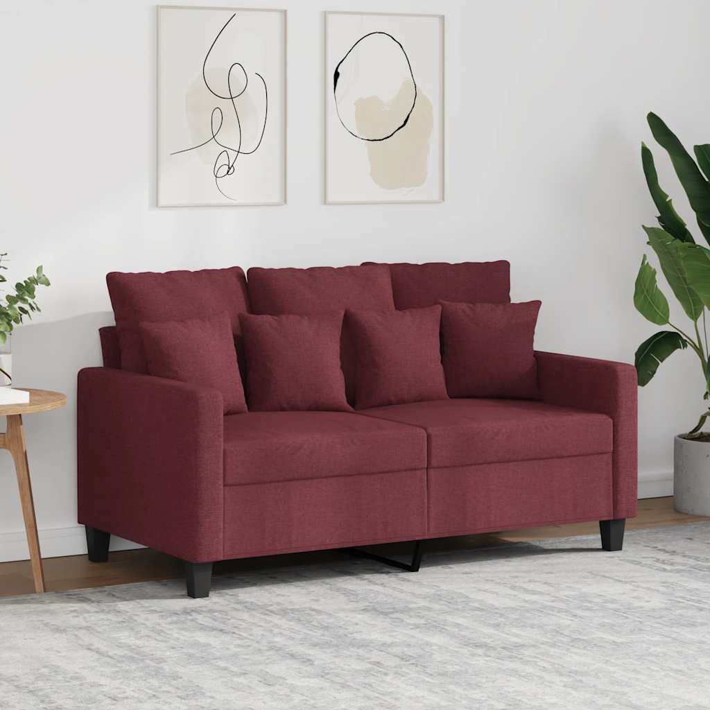 2-personers sofa i stof - vinrød, sædebredde 120 cm