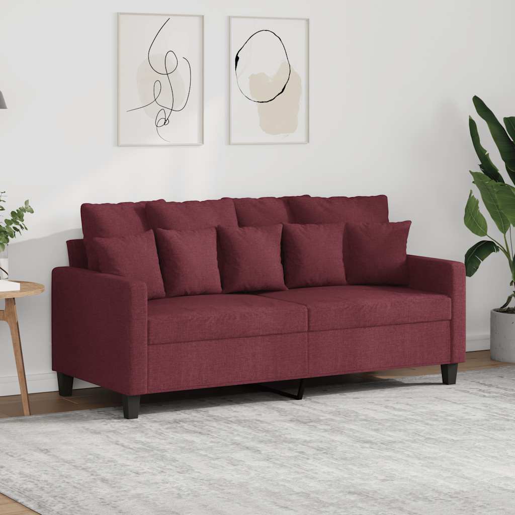 2-personers sofa i stof - vinrød, sædebredde 140 cm