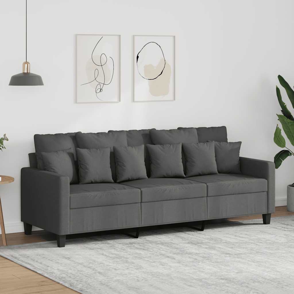 3-personers sofa 180 cm stof mrkegr