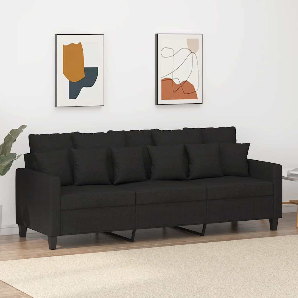 3-personers sofa 180 cm stof sort