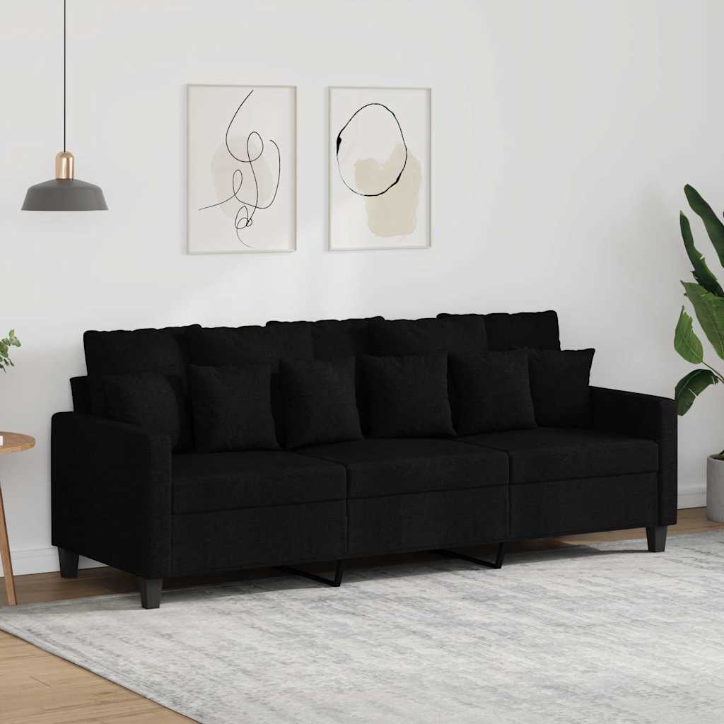 3-personers sofa 180 cm stof sort