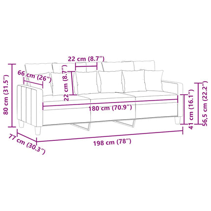 3-personers sofa 180 cm stof lysegul