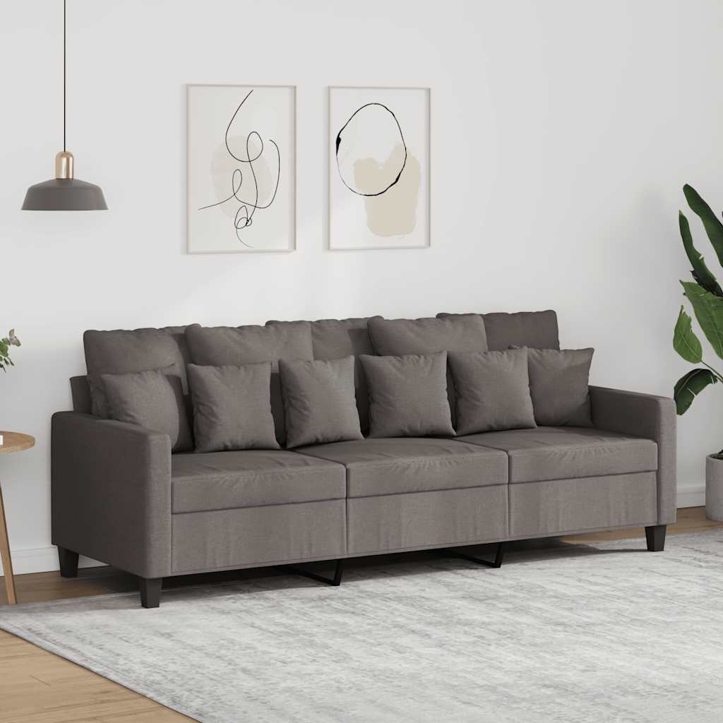 3-personers sofa 180 cm stof grbrun
