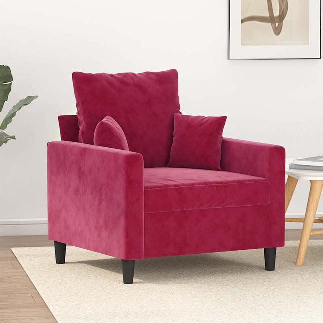 lænestol 60 cm velour vinrød