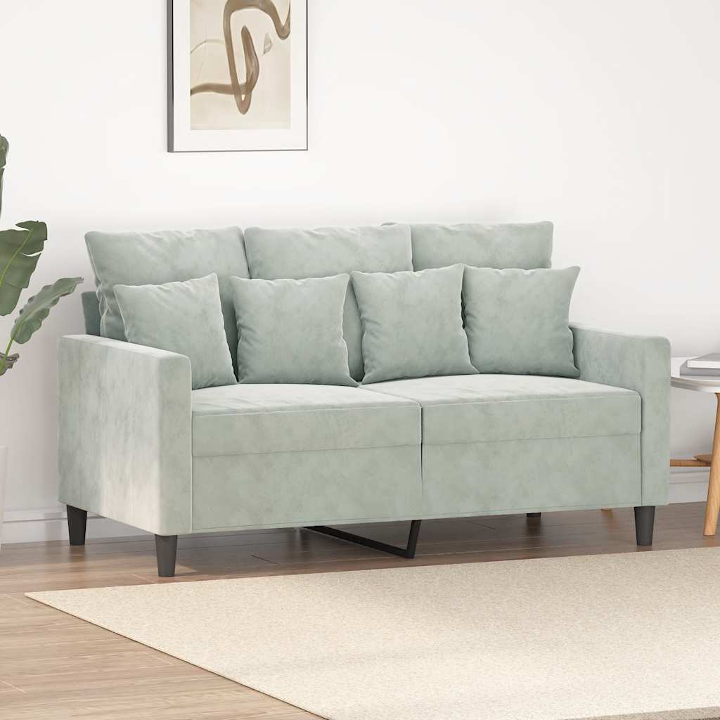 2-personers sofa i velour - lysegrå, sædebredde 120 cm