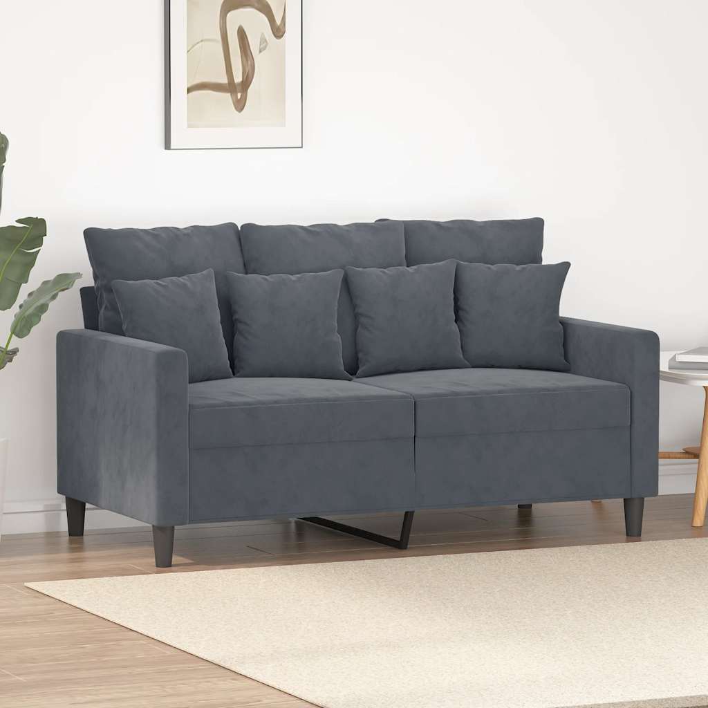 2-personers sofa 120 cm velour mrkegr