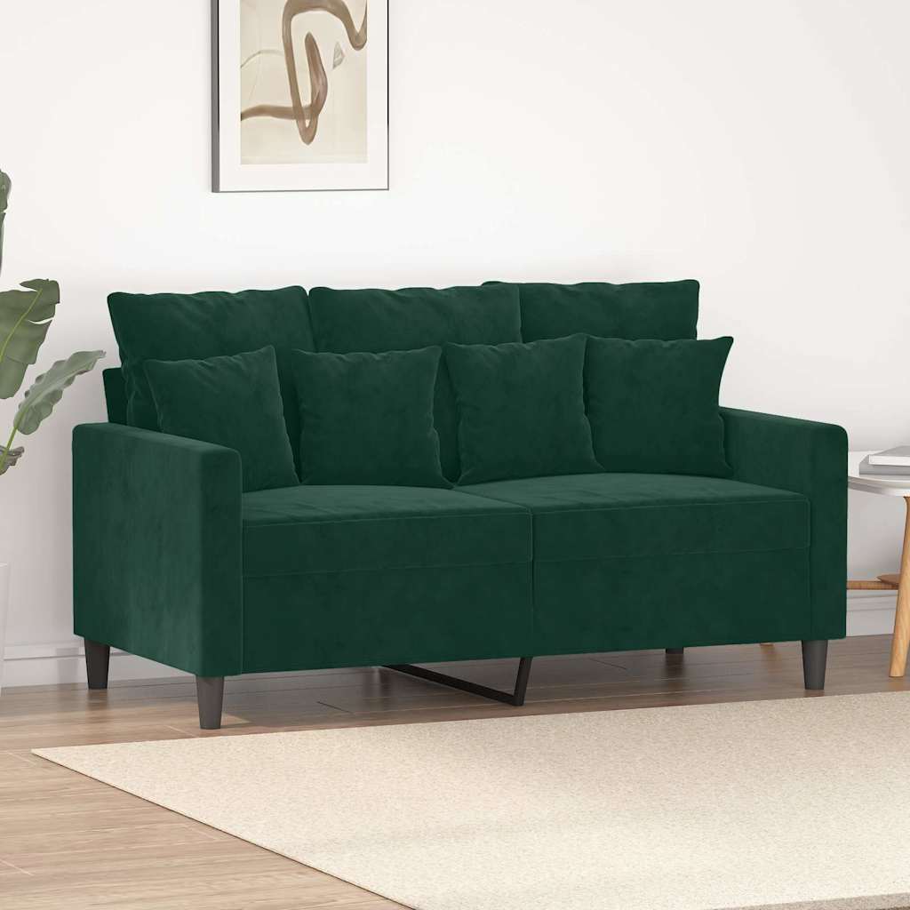 2-personers sofa i fløjl - 120 cm, mørkegrøn