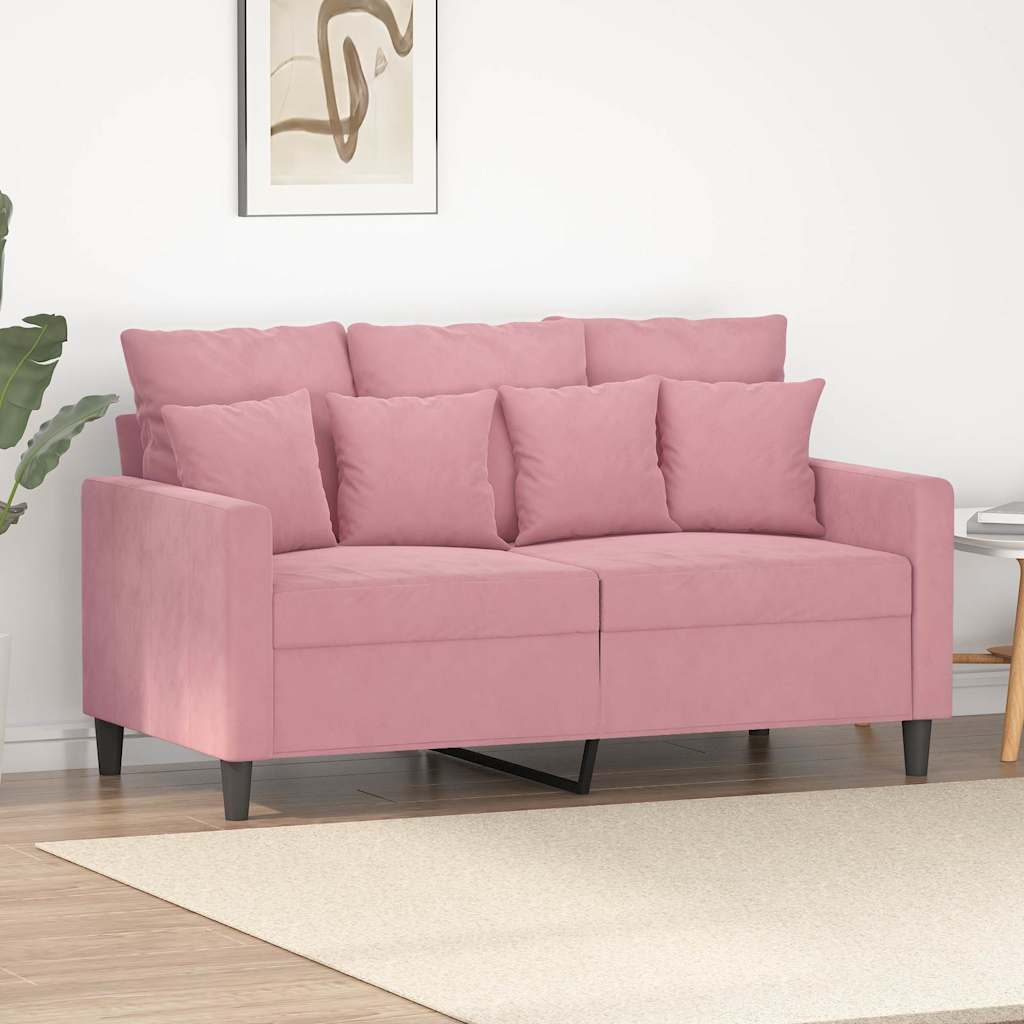 2-personers sofa i fløjl - lyserød, sædebredde 120 cm