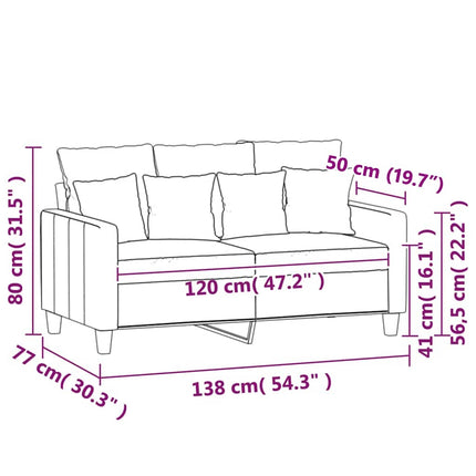 2-personers sofa 120 cm fløjl gul