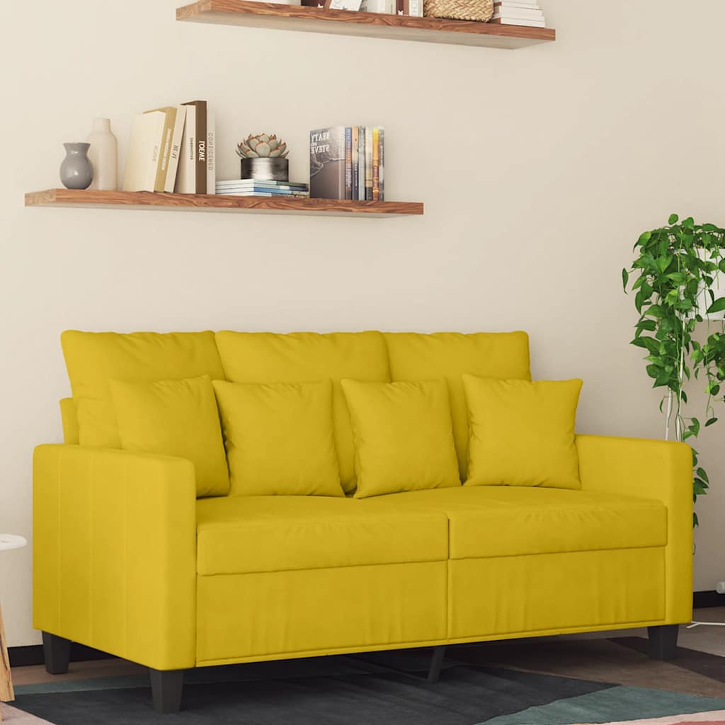 2-personers sofa i fløjl - gul, sædebredde 120 cm