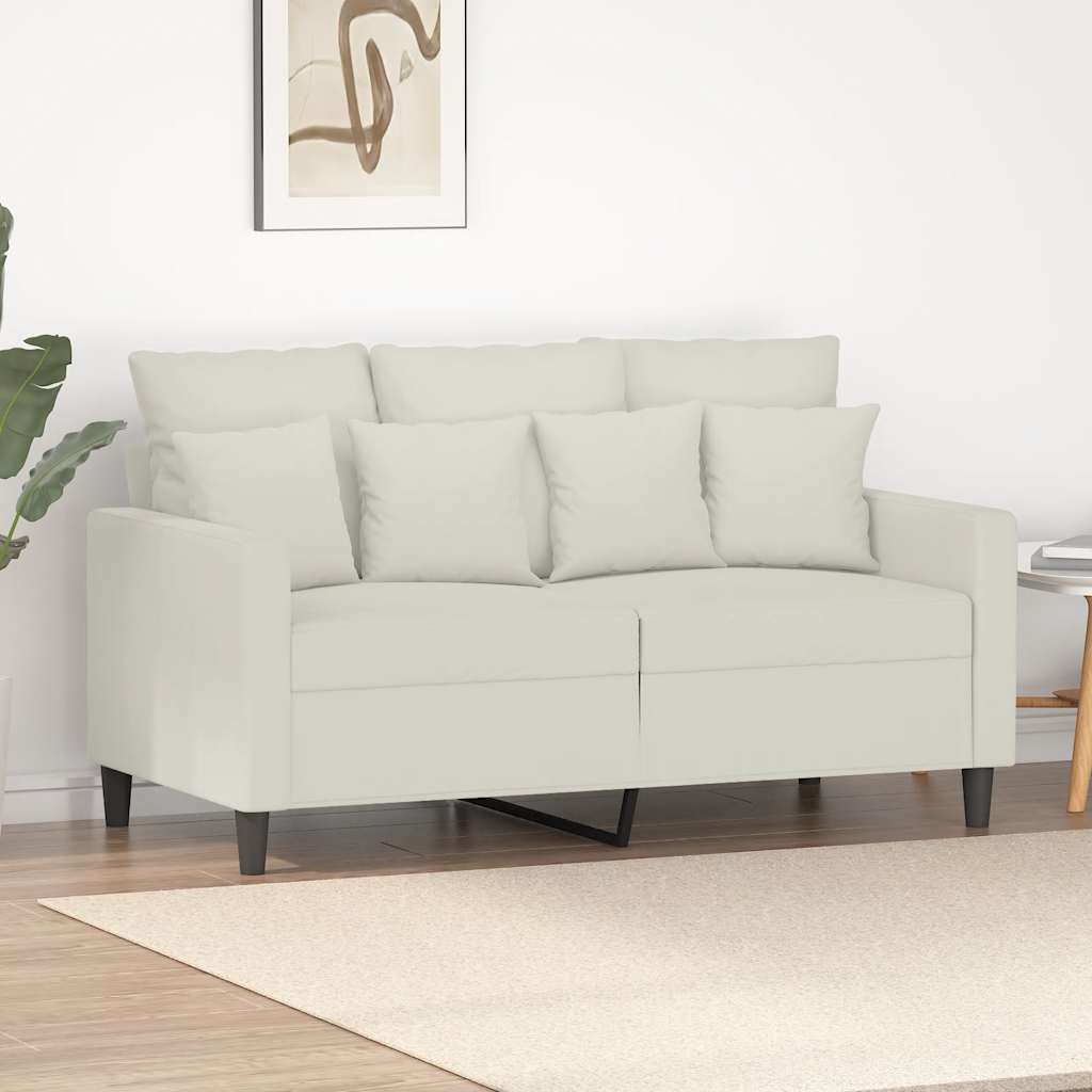 2-personers sofa i velour - cremefarvet, sædebredde 120 cm
