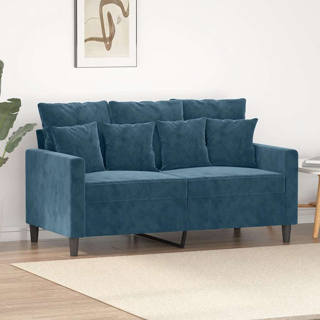 2-personers sofa 120 cm fløjl blå