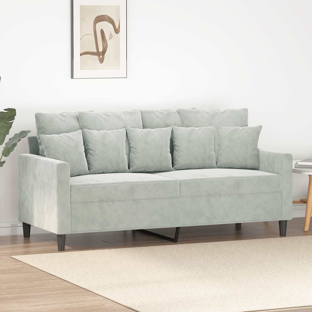 2-personers sofa i fløjl - 140 cm sædebredde, lysegrå