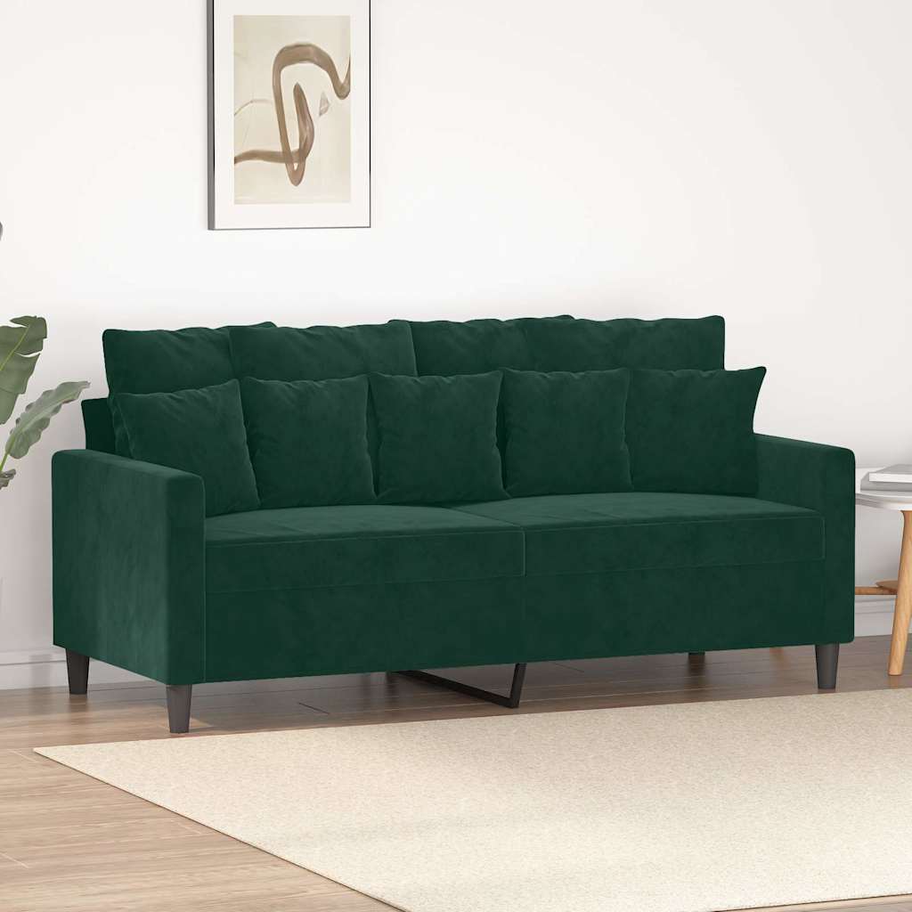 2-personers sofa i fløjl - mørkegrøn, sædebredde 140 cm