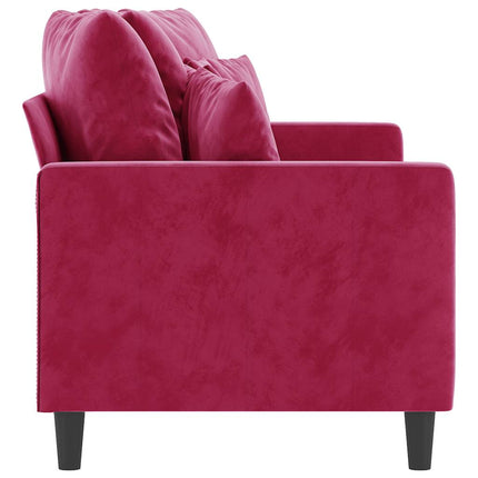 2-personers sofa 140 cm fløjl vinrød