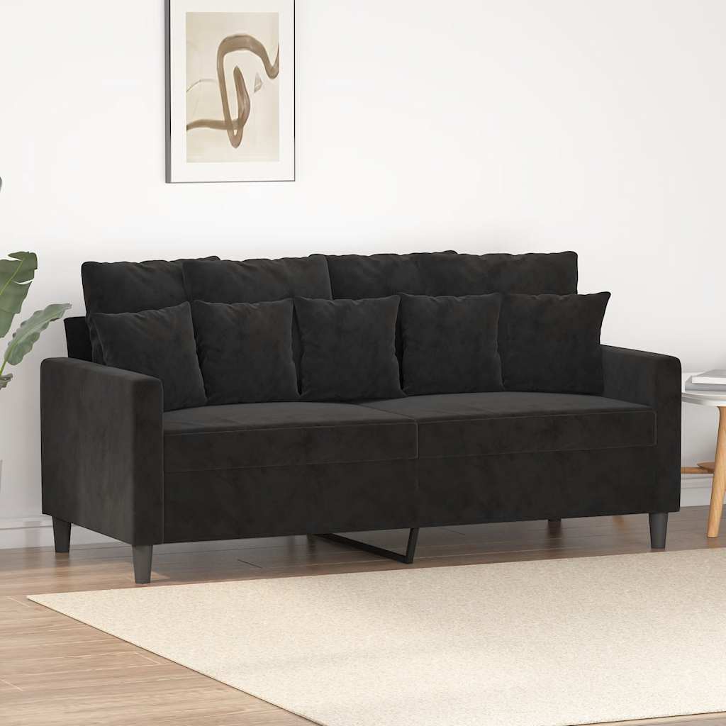 2-personers sofa 140 cm fløjl sort billede